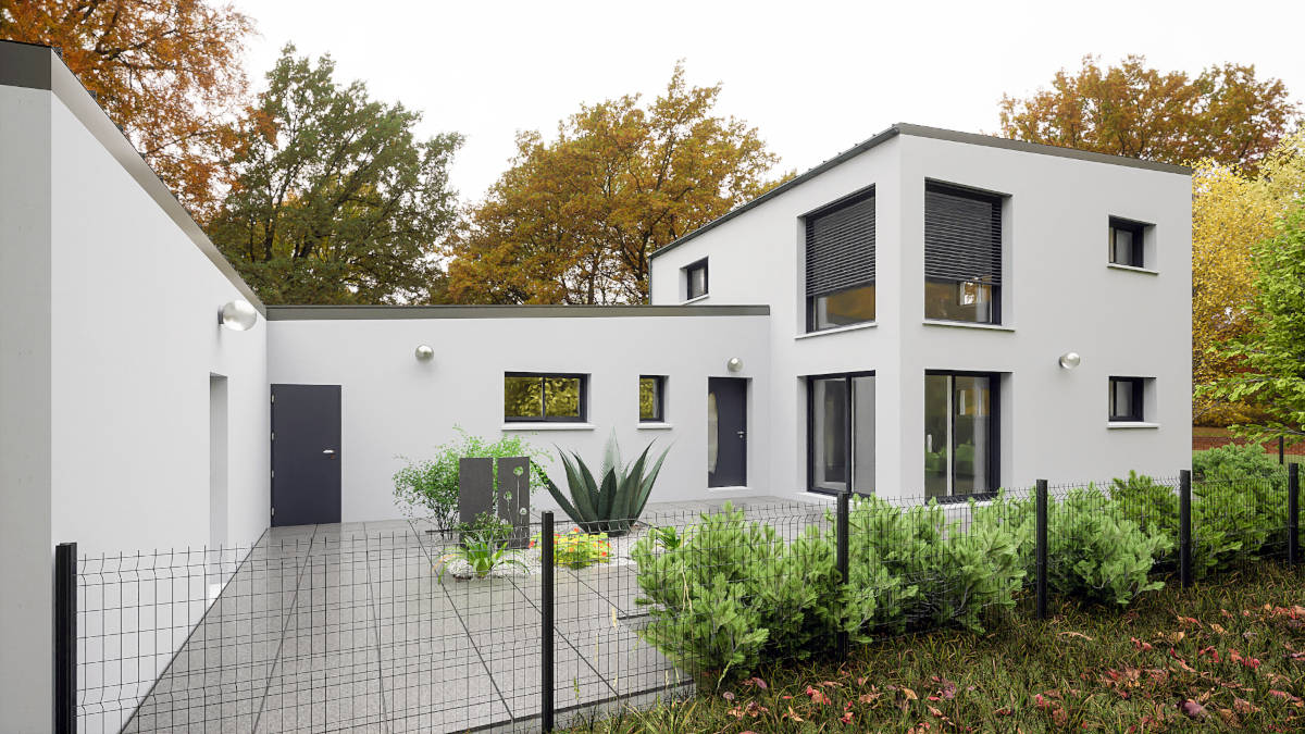 Maisons CARON - Projet maison moderne avec etage a Noyal Chatillon (35)