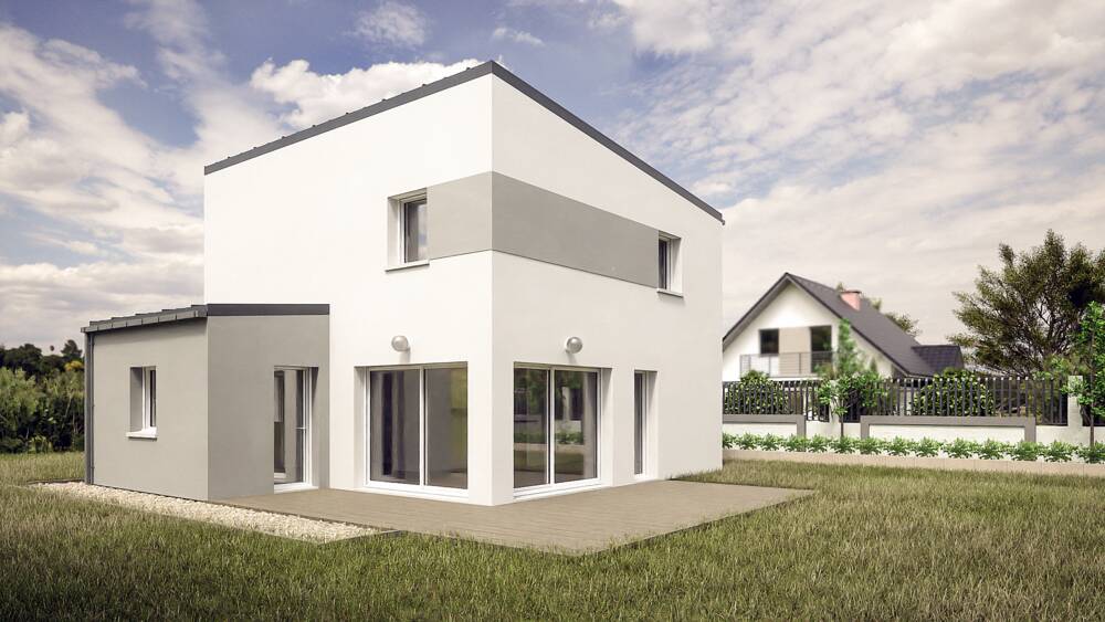 Maisons CARON - /images/projetsprojet 3d maison moderne etage bicolore plechatel 35