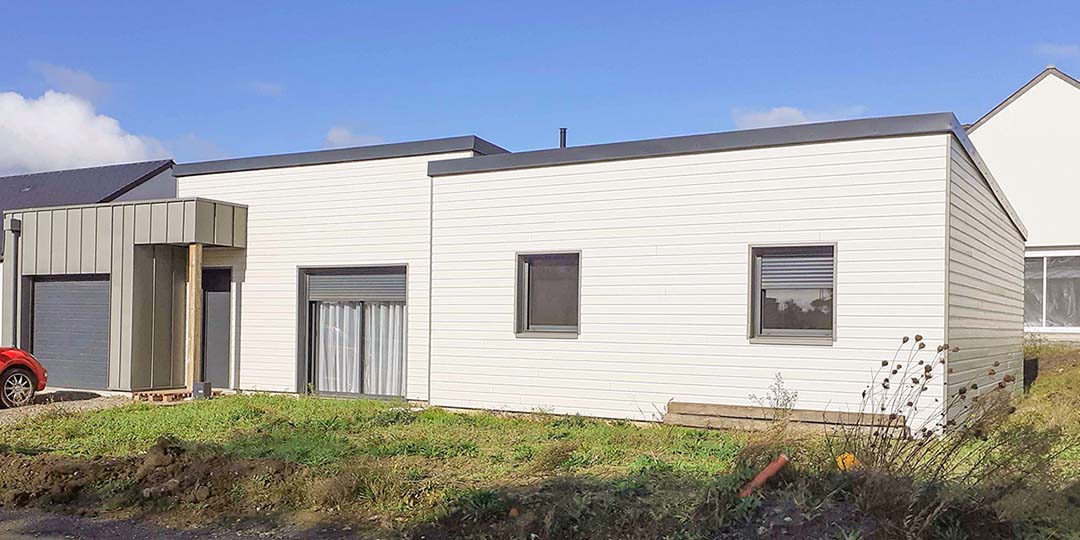 Maisons CARON - /images/projetsmaison ossature bois mob livraison projet construction lotissement garage bardage zinc primo accedant plain pied moderne tinteniac 35